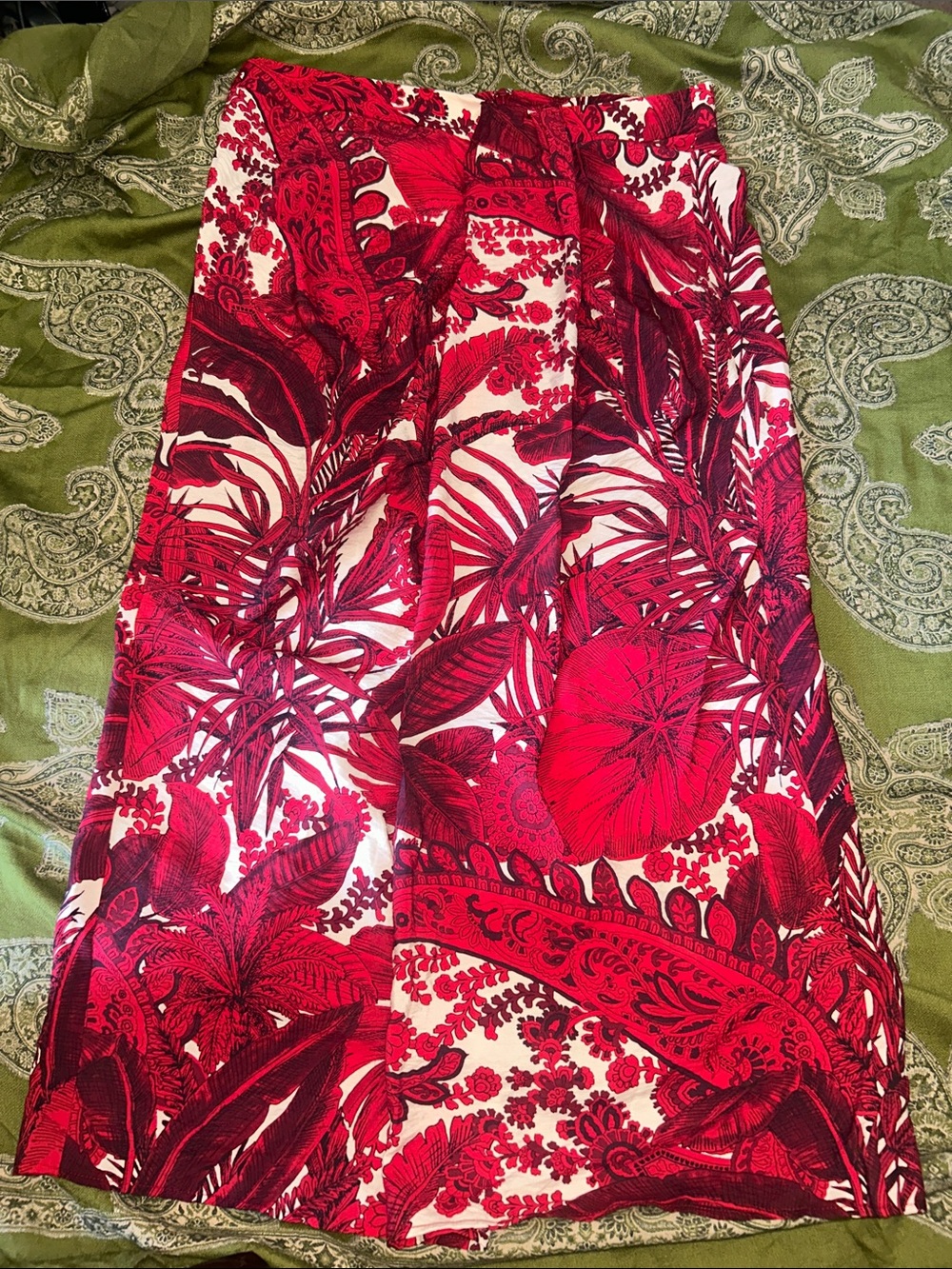 H&M Red and White Tropical Skirt